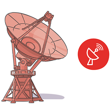 Illustration of a satellite dish. Next to it is the BiblioShare logo.