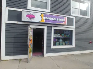 Exterior of Downtown Comics bookstore.