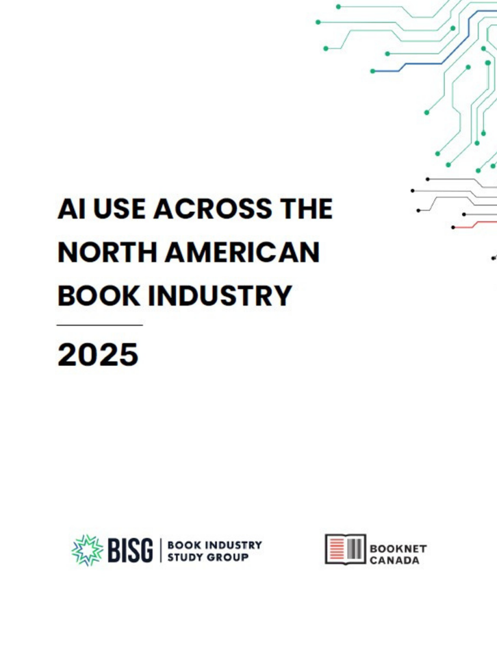 Cover of the AI use across the North American book industry 2025 report