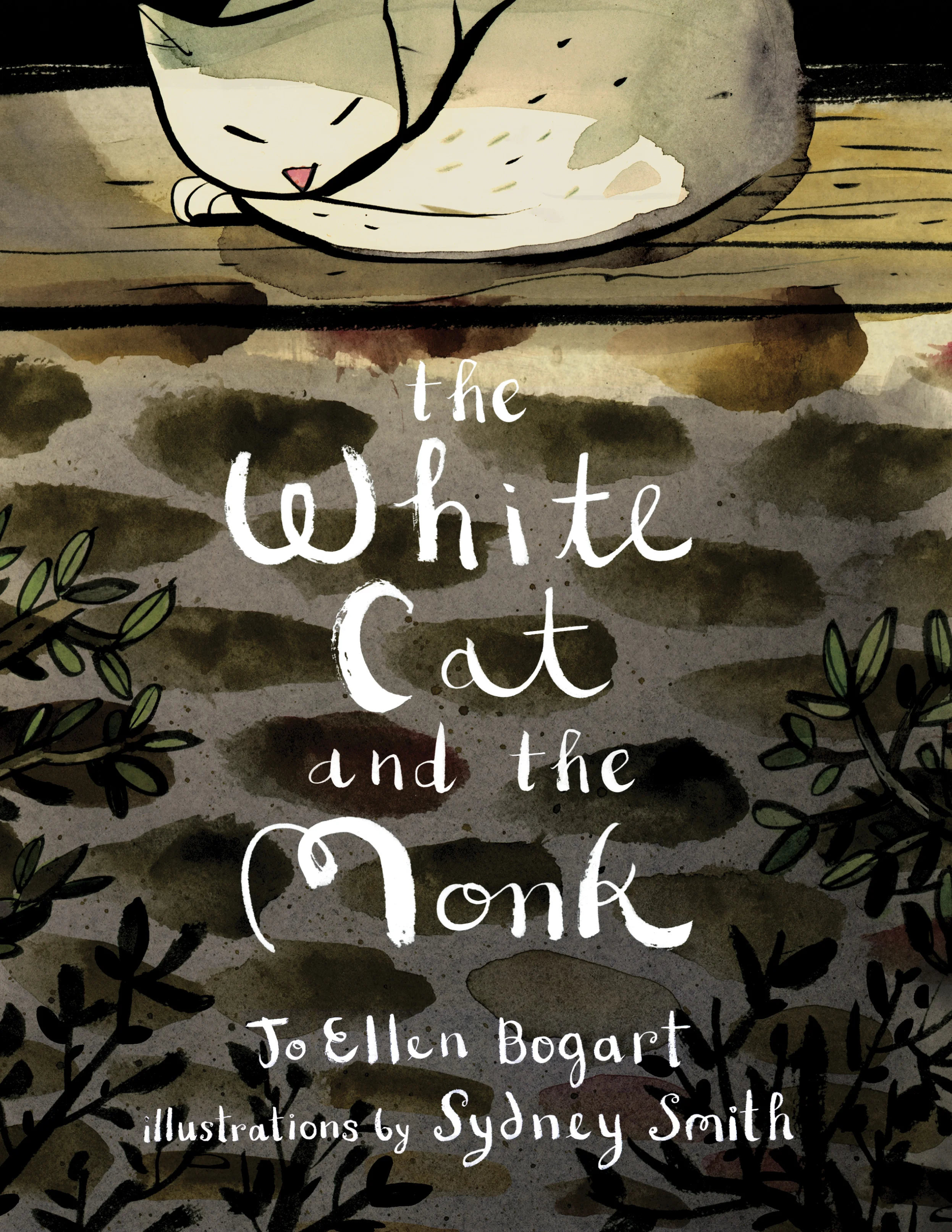 The White Cat and the Monk by Jo Ellen Bogart, illustrated by Sydney Smith cover image.